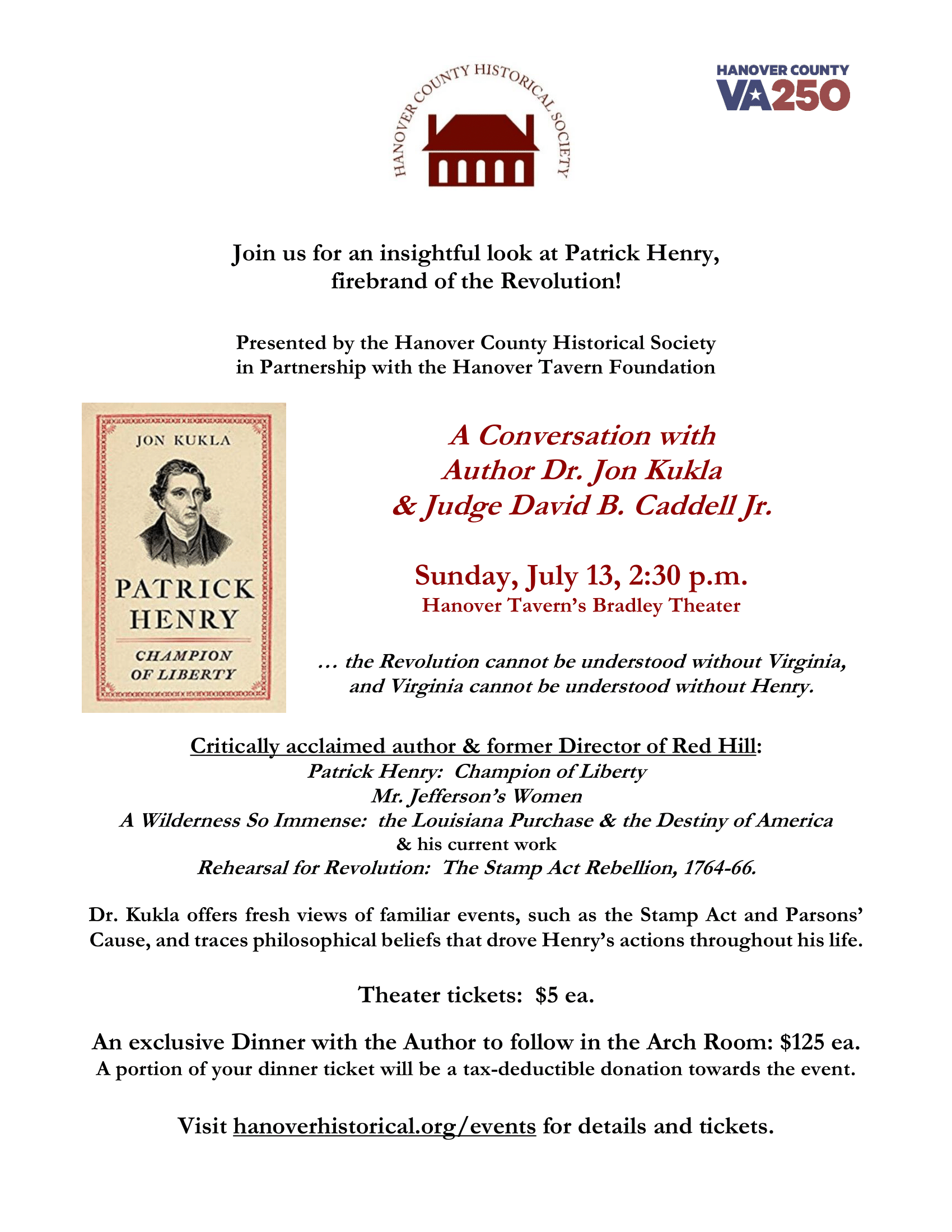 A Conversation with  Author Dr. Jon Kukla & Judge David B. Caddell Jr.